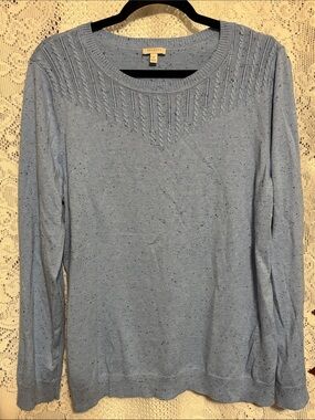 Talbots women’s Light Blue Speckled Crewneck Sweater